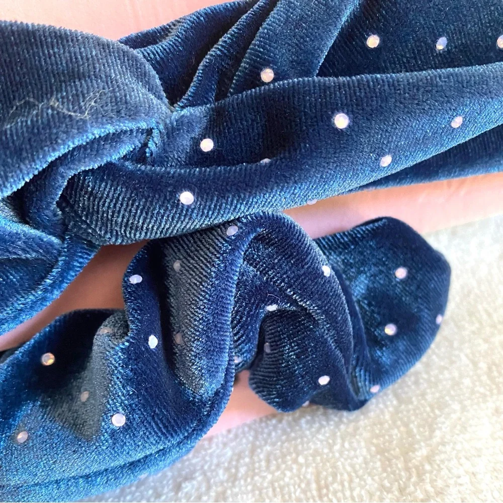 Juicy Couture 2pc Royal Blue Headband and Scrunchie Set with crystal detail NEW